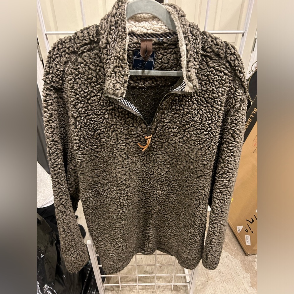 Men's Cozy Brown Zip-Up Sweater